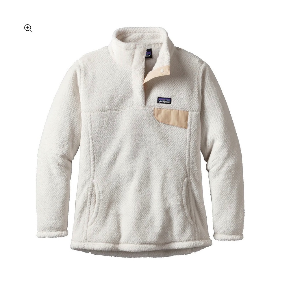 Patagonia Re-Tool Snap-T Fleece Pullover Medium Beige White Polartec Womens